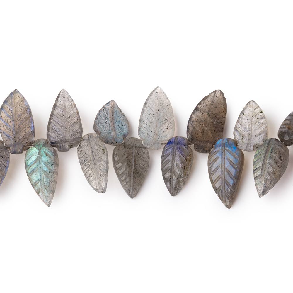 9-11mm Labradorite Carved Leaf Beads 8 inch 48 pieces AA - Beadsofcambay.com