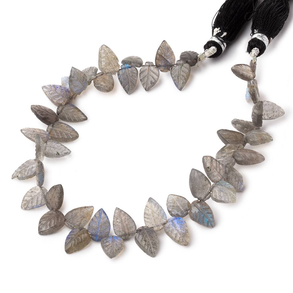 9-11mm Labradorite Carved Leaf Beads 8 inch 48 pieces AA - Beadsofcambay.com