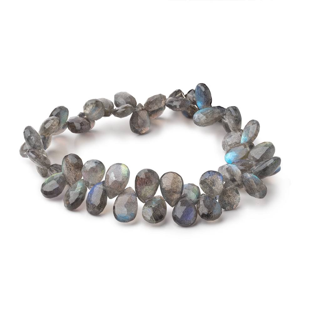 9-11mm Labradorite Faceted Pear Beads 8 inch 52 pieces - Beadsofcambay.com