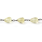 9-11mm Lemon Quartz Faceted Tear Drop Beads on Black Gold over .925 Silver Chain - Beadsofcambay.com