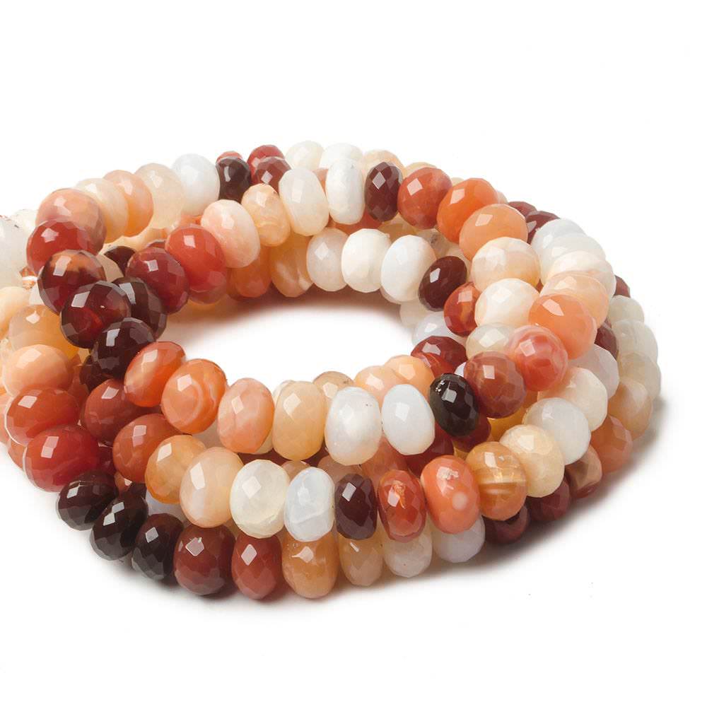 9-11mm Mexican Fire Opal Faceted Rondelle Beads 16 inch 65 pieces - Beadsofcambay.com