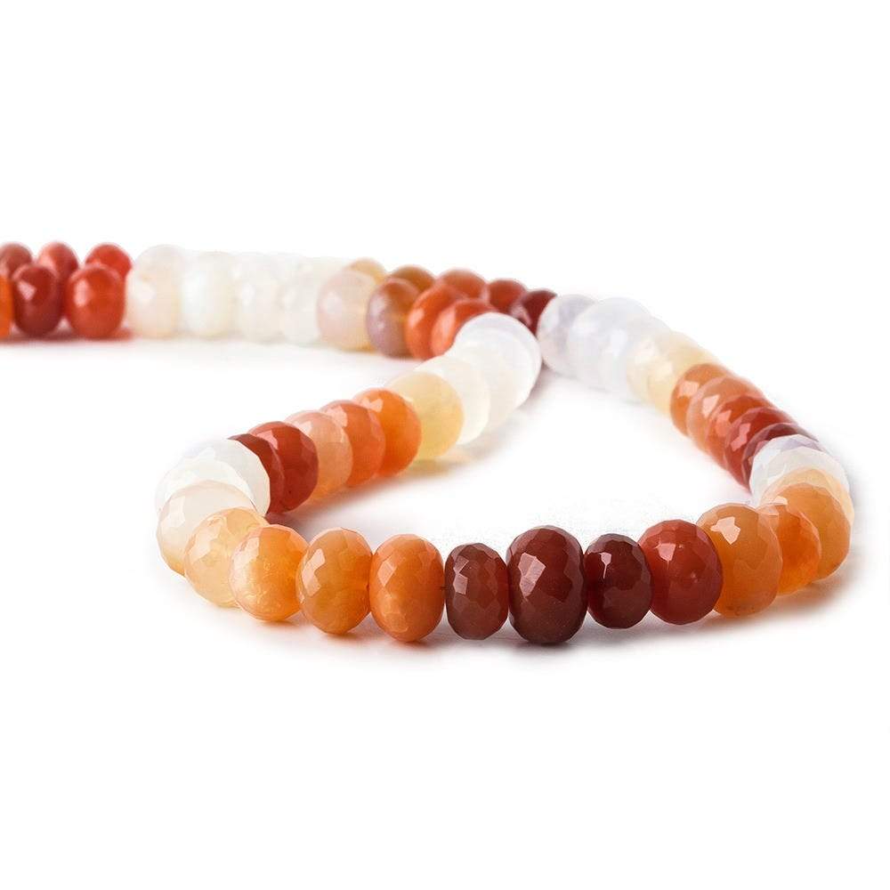 9-11mm Mexican Fire Opal Faceted Rondelle Beads 18 inch 70 pieces AAA - Beadsofcambay.com
