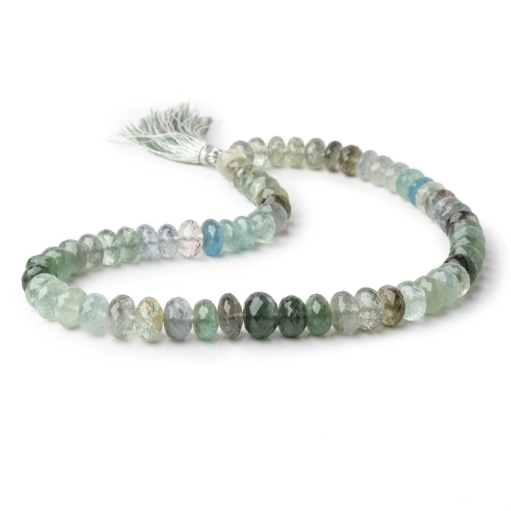 9-11mm Moss Aquamarine faceted rondelle Beads 15 inch 63 pieces - Beadsofcambay.com