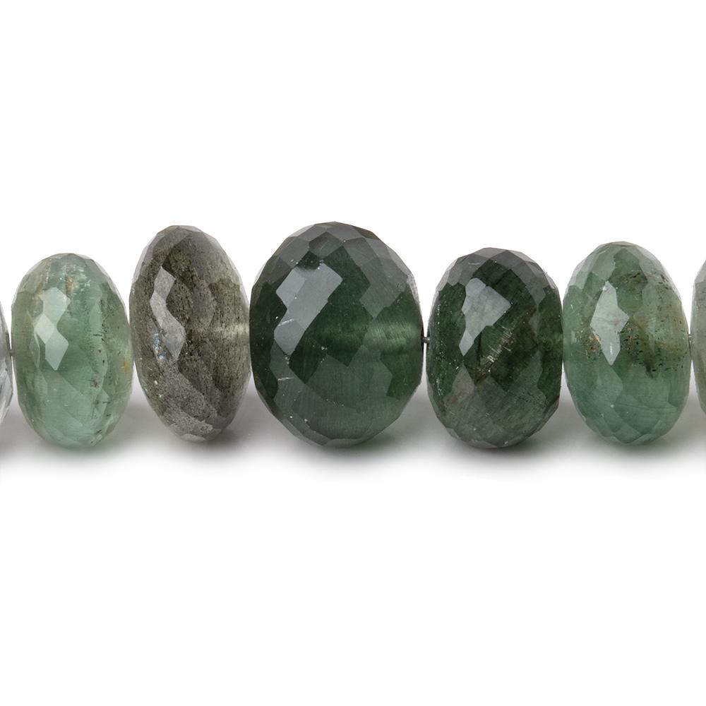 9-11mm Moss Aquamarine faceted rondelle Beads 15 inch 63 pieces - Beadsofcambay.com