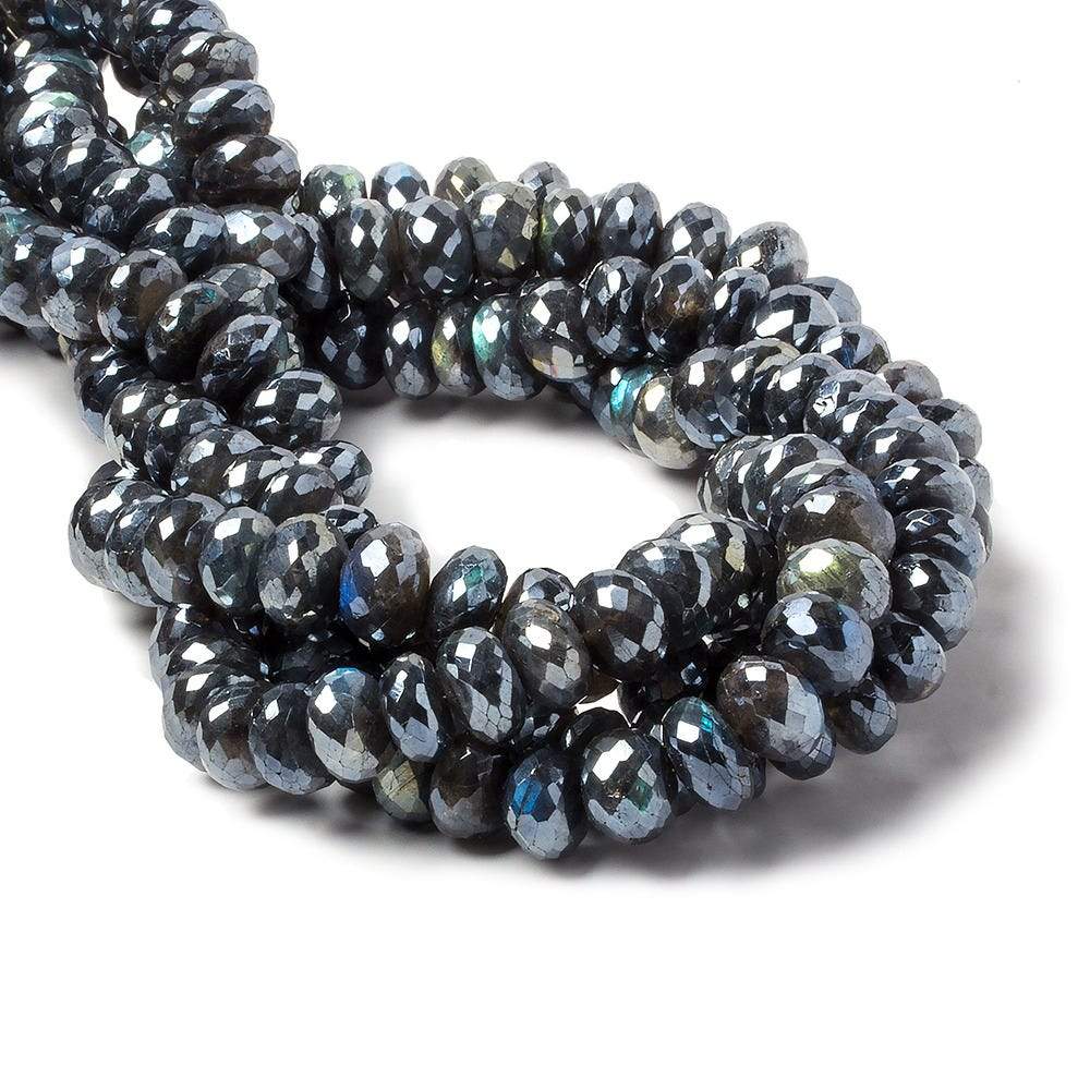 9-11mm Mystic Labradorite faceted rondelle beads 14 inch 50 pieces - Beadsofcambay.com