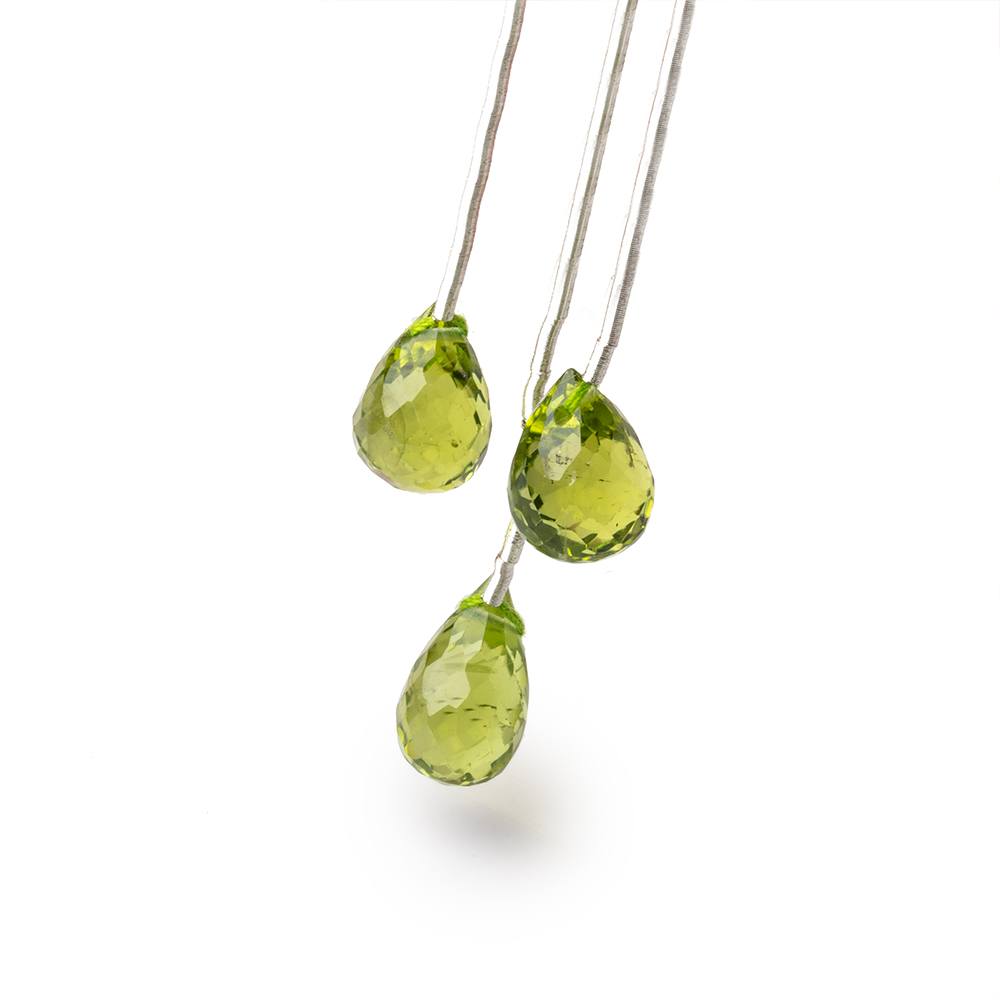 9-11mm Peridot Faceted Tear Drop Focals Set of 3 Beads - Beadsofcambay.com