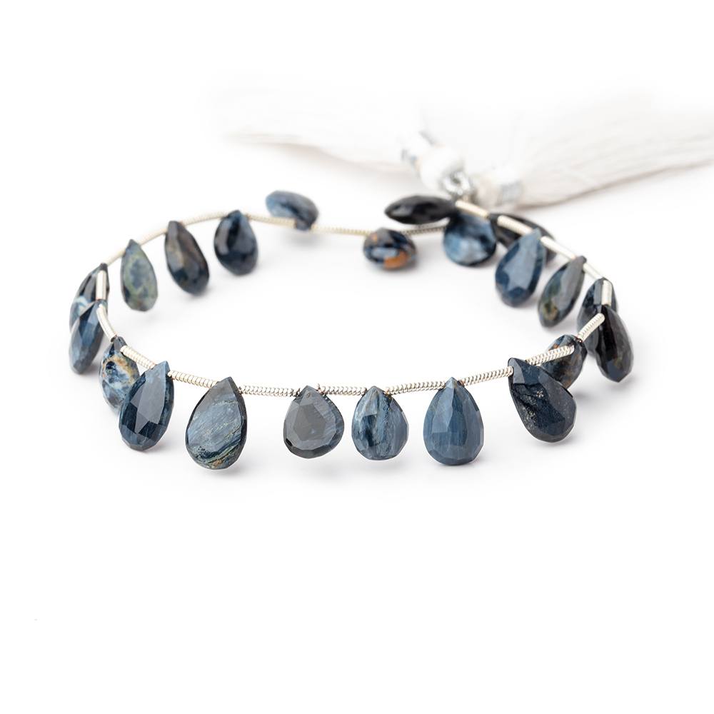 9-11mm Pietersite Faceted Pear Beads 7 inch 20 pieces - Beadsofcambay.com