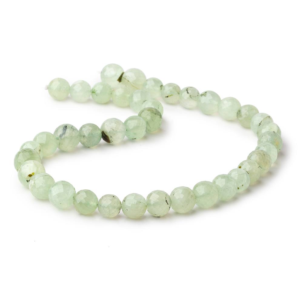 9-11mm Prehnite Faceted Round Beads 14 inch 37 pieces - Beadsofcambay.com