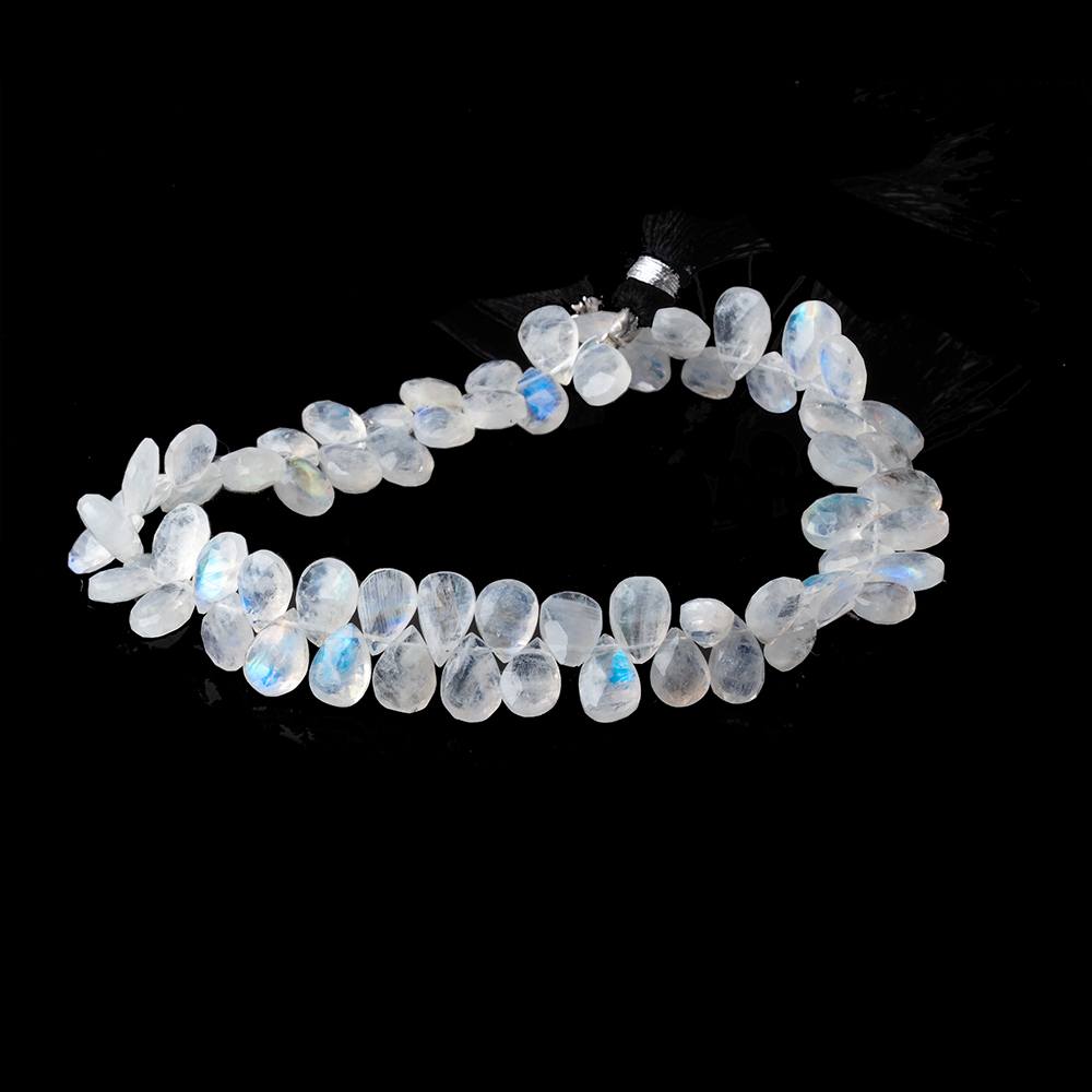 9-11mm Rainbow Moonstone Faceted Pear Beads 9 inch 70 pieces - Beadsofcambay.com