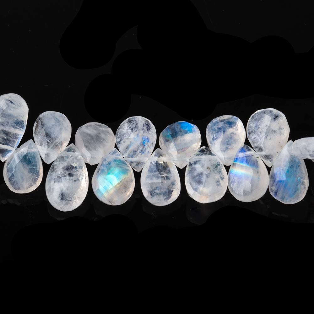 9-11mm Rainbow Moonstone Faceted Pear Beads 9 inch 70 pieces - Beadsofcambay.com