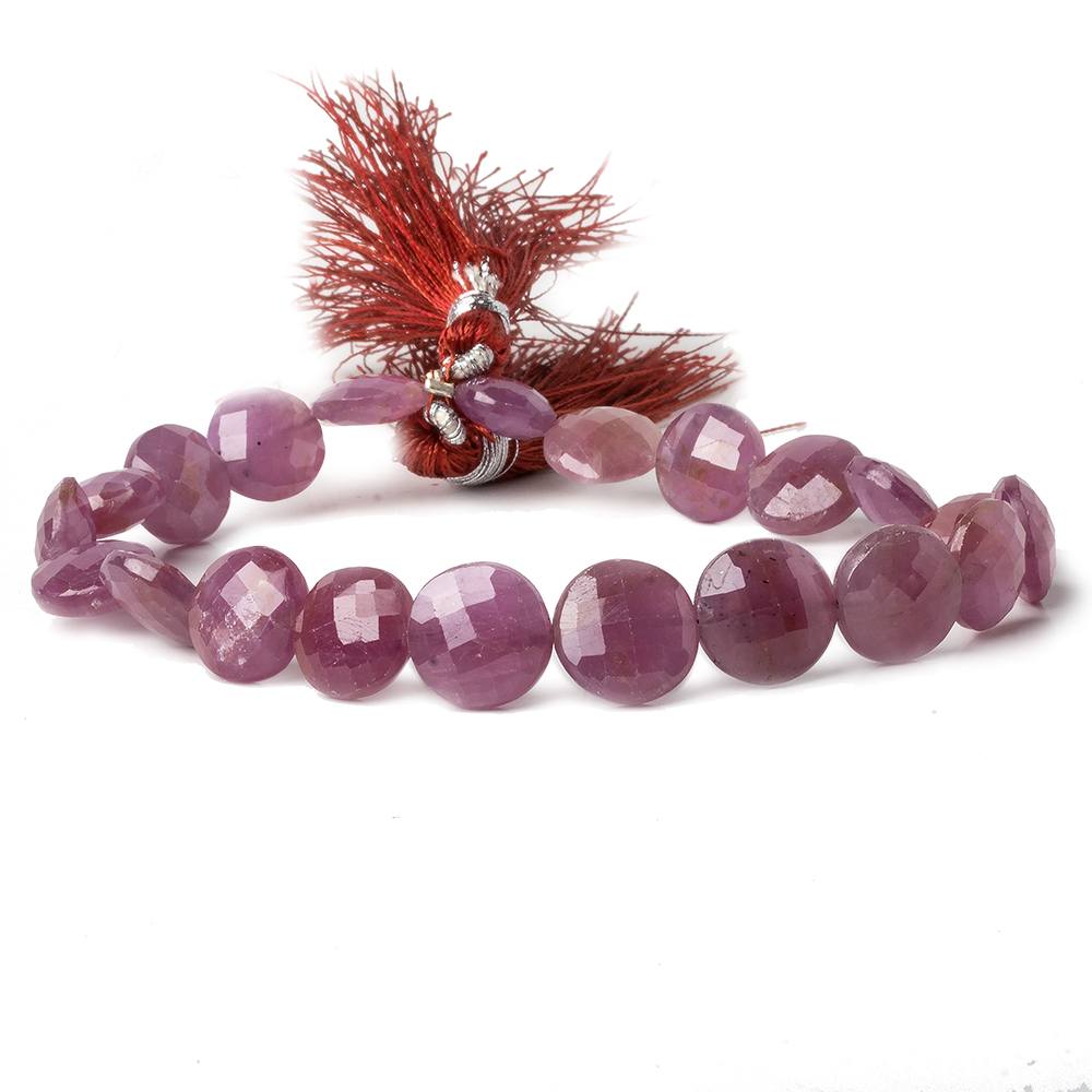 9-11mm Ruby faceted Coin Beads 8 inch 20 beads - Beadsofcambay.com