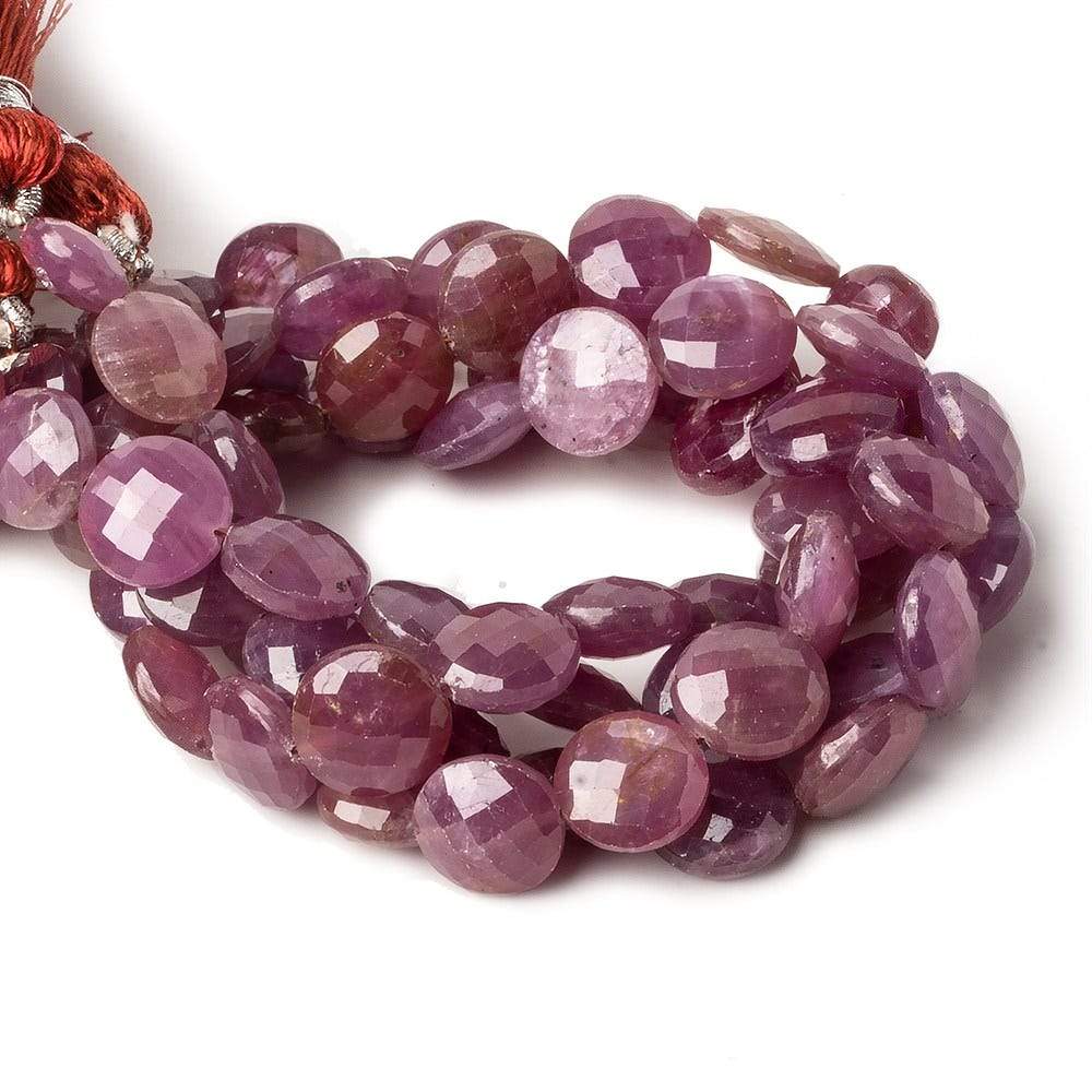 9-11mm Ruby faceted Coin Beads 8 inch 20 beads - Beadsofcambay.com