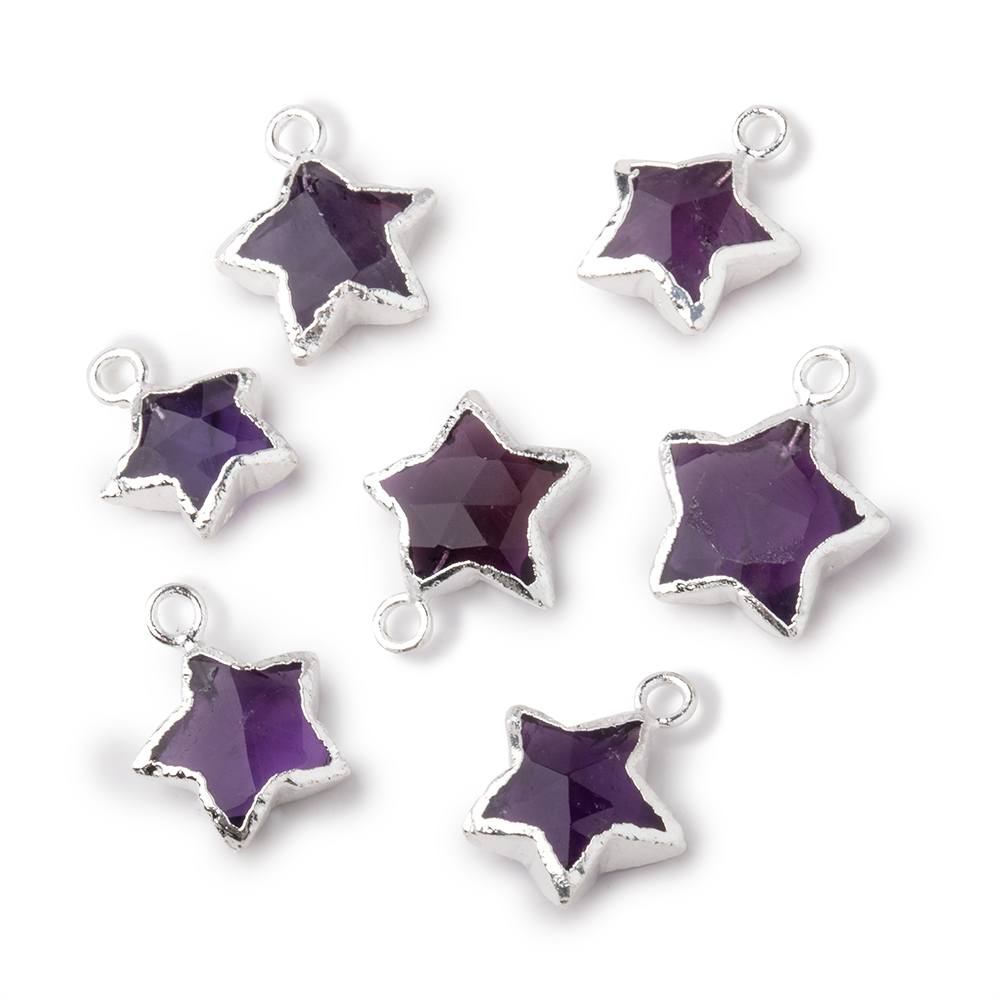 9-11mm Silver Leafed Amethyst Faceted Star Focal Pendant 1 piece - Beadsofcambay.com