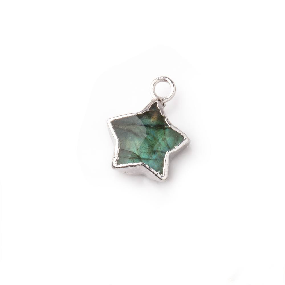 9-11mm Silver Leafed Labradorite Faceted Star Focal Pendant 1 piece - Beadsofcambay.com