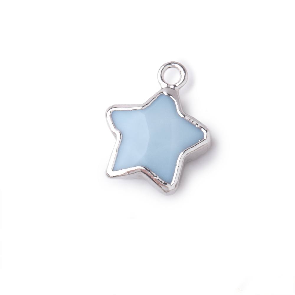 9-11mm Silver Leafed Owyhee Blue Opal Faceted Star Focal Pendant 1 piece - Beadsofcambay.com