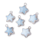 9-11mm Silver Leafed Owyhee Blue Opal Faceted Star Focal Pendant 1 piece - Beadsofcambay.com