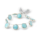 9-11mm Sterling Silver Bezel Larimar Top Drill Coins 6 inch 10 Beads - Beadsofcambay.com
