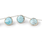 9-11mm Sterling Silver Bezel Larimar Top Drill Coins 6 inch 10 Beads - Beadsofcambay.com