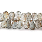 9-11mm Tourmalinated Moss Aquamarine Faceted Pear Beads 8 inch 65 pieces - Beadsofcambay.com