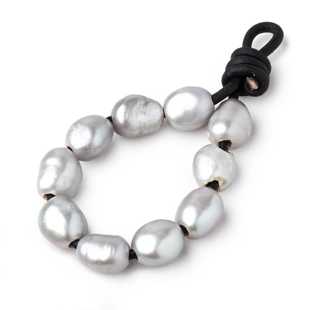 9-11mm True Silver Large Hole Baroque Pearls Set of 10 - Beadsofcambay.com