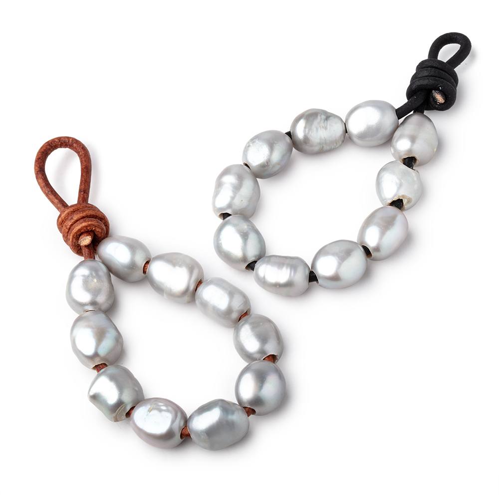 9-11mm True Silver Large Hole Baroque Pearls Set of 10 - Beadsofcambay.com
