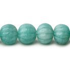 9-12mm Amazonite hand carved Melon rondelles 16 inch 46 beads AAA - Beadsofcambay.com