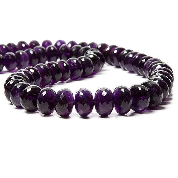 9-12mm Amethyst faceted rondelle Beads 16 inch 57 pieces AAA Grade - Beadsofcambay.com
