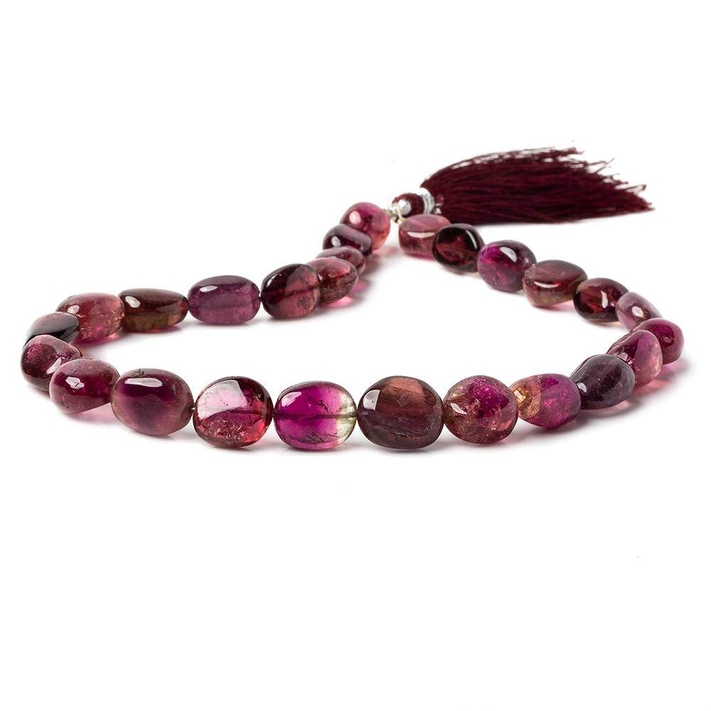 9-12mm Bi-color and Rubelite Tourmaline Plain Nugget Beads 9 inch 26 pcs - Beadsofcambay.com