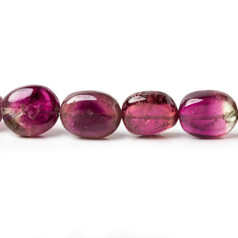 9-12mm Bi-color and Rubelite Tourmaline Plain Nugget Beads 9 inch 26 pcs - Beadsofcambay.com