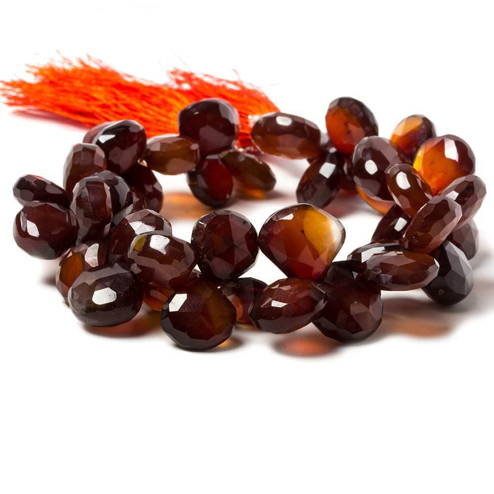 9-12mm Coconut Brown Chalcedony Faceted Heart Beads 8 inch 48 pieces - Beadsofcambay.com