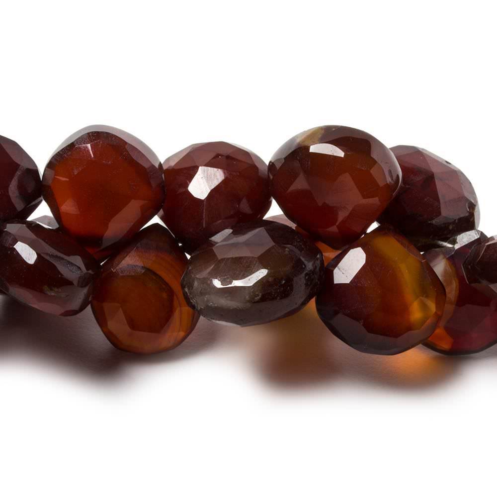 9-12mm Coconut Brown Chalcedony Faceted Heart Beads 8 inch 48 pieces - Beadsofcambay.com