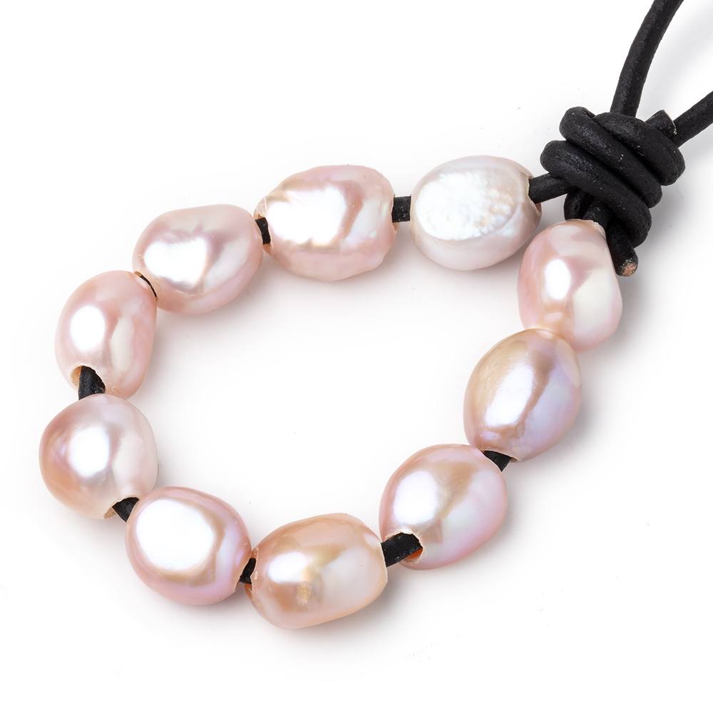 9-12mm Iced Tri Color Large Hole Baroque Pearls Set of 10 - Beadsofcambay.com
