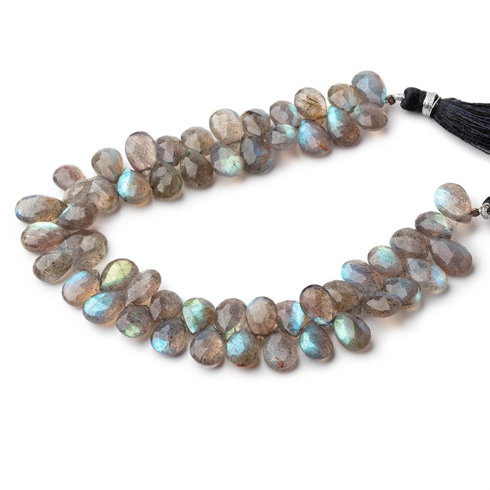 9-12mm Labradorite faceted pear beads 8 inch 56 pieces - Beadsofcambay.com