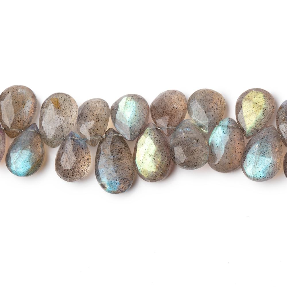 9-12mm Labradorite faceted pear beads 8 inch 56 pieces - Beadsofcambay.com