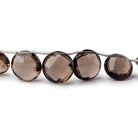 9-12mm Smoky Quartz Faceted Top Drilled Coin Beads 8 inch 15 pieces - Beadsofcambay.com