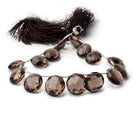 9-12mm Smoky Quartz Faceted Top Drilled Coin Beads 8 inch 15 pieces - Beadsofcambay.com