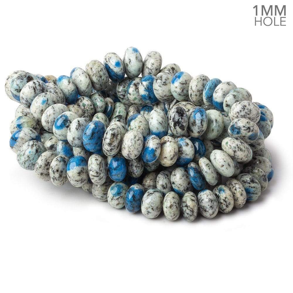 9-13mm K2 Azurite Granite "K2 Jasper" plain rondelle beads 17 inch 60 pieces 1mm hole - Beadsofcambay.com