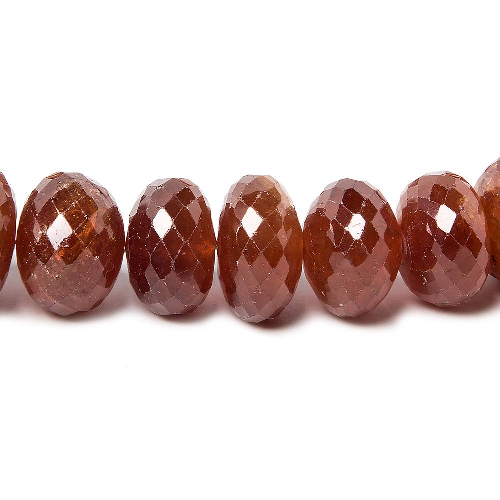 9-13mm Mandarin Garnet Beads Faceted Rondelle 16 inch 60 pieces - Beadsofcambay.com