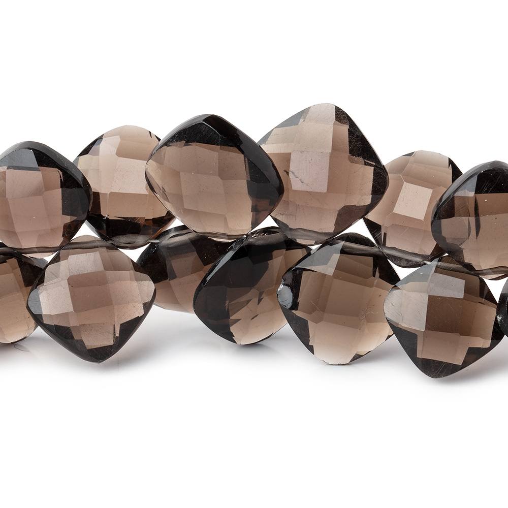 9-13mm Smoky Quartz Corner Drilled Faceted Pillow Beads 7 inch 33 pieces - Beadsofcambay.com