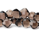 9-13mm Smoky Quartz Corner Drilled Faceted Pillow Beads 7 inch 33 pieces - Beadsofcambay.com