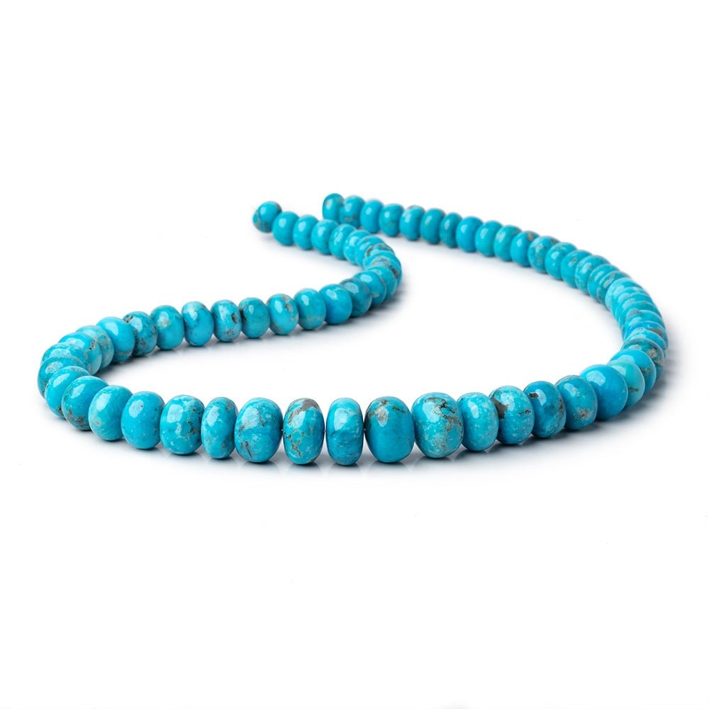 9-14.5mm Armenian Turquoise Plain Rondelle Beads 20 inch 69 pieces AAA - Beadsofcambay.com