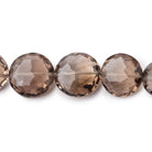 9-14.5mm Smoky Quartz Faceted Coin Beads 16 inch 36 pieces - Beadsofcambay.com