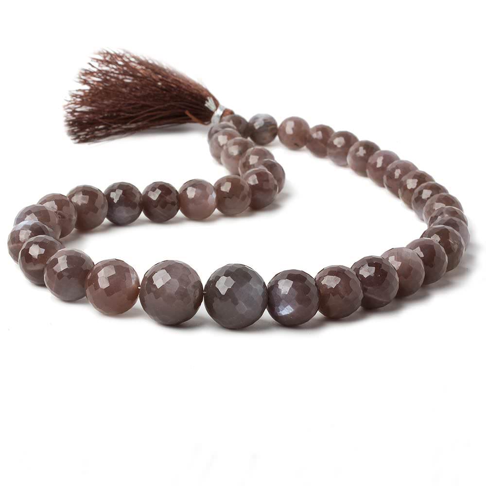 9-14mm Chocolate Moonstone faceted round beads 16 inch 38 pieces - Beadsofcambay.com