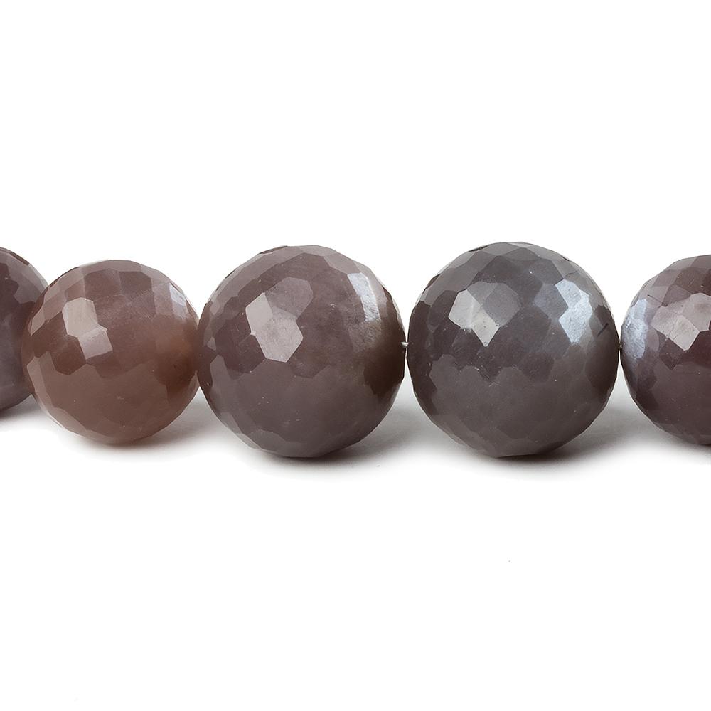 9-14mm Chocolate Moonstone faceted round beads 16 inch 38 pieces - Beadsofcambay.com