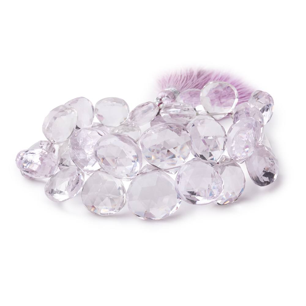 9-14mm Pink Amethyst Faceted Heart Beads 6.5 inch 32 pieces - Beadsofcambay.com