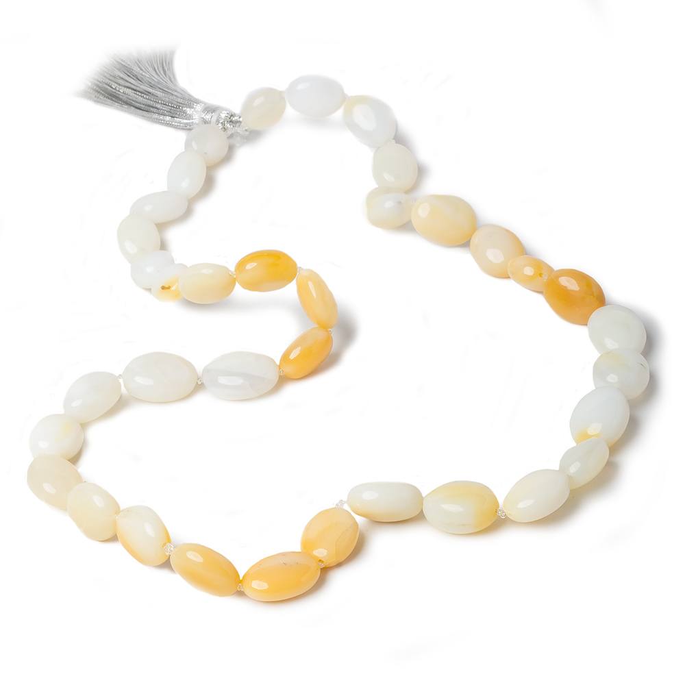 9-14mm White and Yellow Opal Plain Oval Beads AA Grade 27 beads 17 inch - Beadsofcambay.com