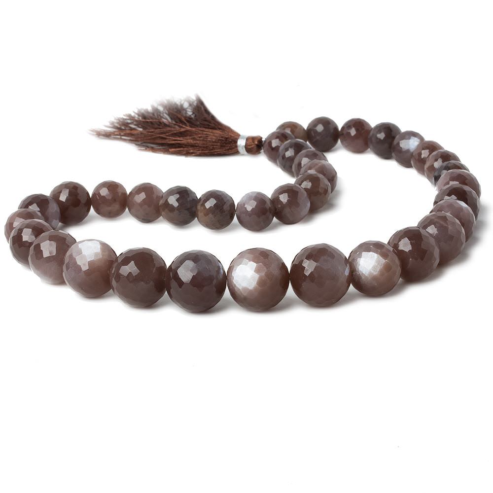9-15mm Chocolate Moonstone faceted round beads 16 inch 35 pieces - Beadsofcambay.com