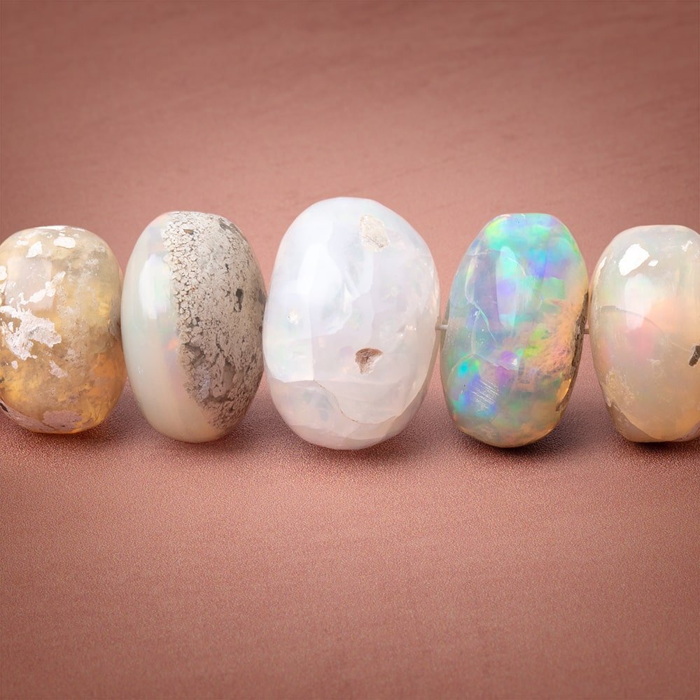 9-15mm Ethiopian Opal with Matrix Plain Rondelle Beads 20 inch 69 pieces AA - Beadsofcambay.com