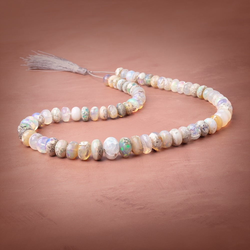 9-15mm Ethiopian Opal with Matrix Plain Rondelle Beads 20 inch 69 pieces AA - Beadsofcambay.com