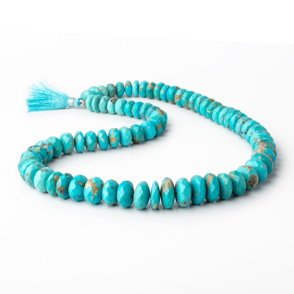 9-15mm Sleeping Beauty Turquoise Faceted Rondelle Beads 18 inch 75 pieces AAA - Beadsofcambay.com